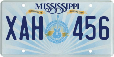 MS license plate XAH456