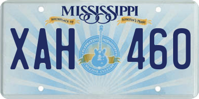 MS license plate XAH460