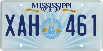 MS license plate XAH461
