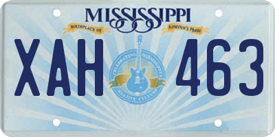 MS license plate XAH463