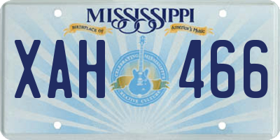 MS license plate XAH466