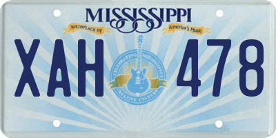 MS license plate XAH478