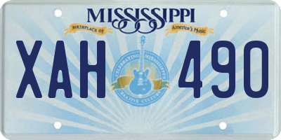 MS license plate XAH490