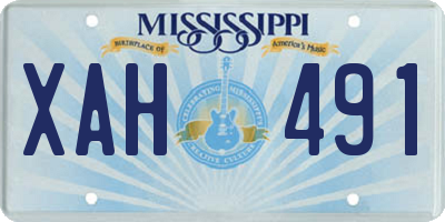 MS license plate XAH491