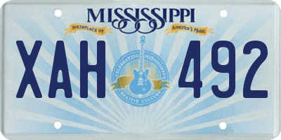 MS license plate XAH492