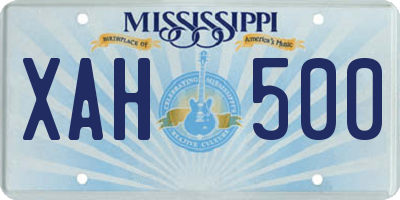 MS license plate XAH500