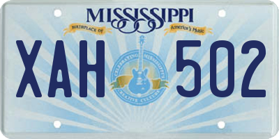 MS license plate XAH502