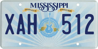 MS license plate XAH512