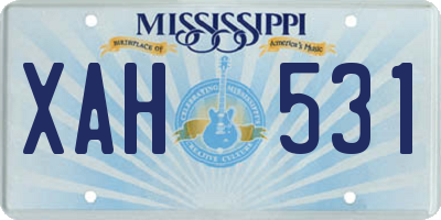 MS license plate XAH531