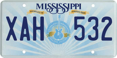 MS license plate XAH532