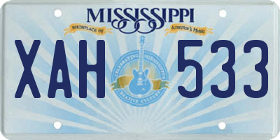 MS license plate XAH533