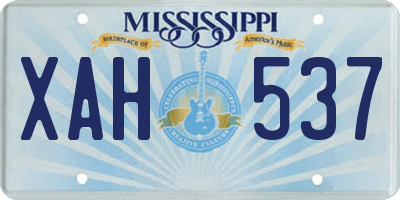 MS license plate XAH537