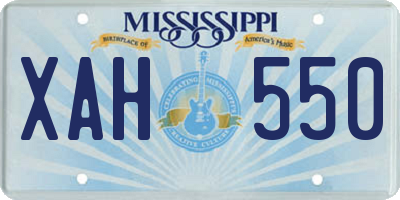 MS license plate XAH550