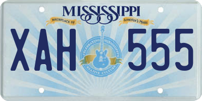MS license plate XAH555