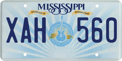 MS license plate XAH560