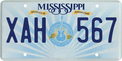 MS license plate XAH567