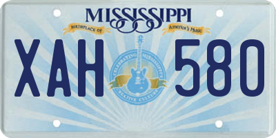 MS license plate XAH580