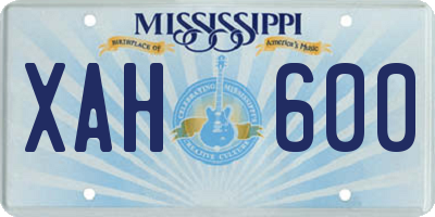MS license plate XAH600