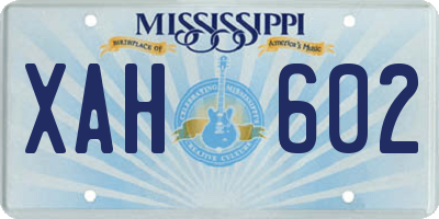 MS license plate XAH602
