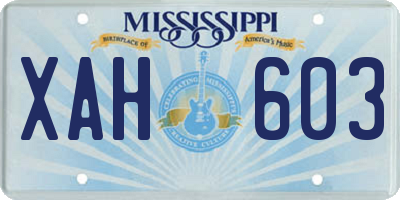 MS license plate XAH603