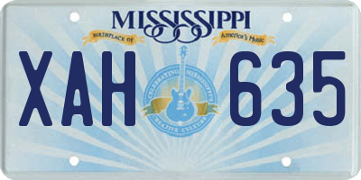 MS license plate XAH635