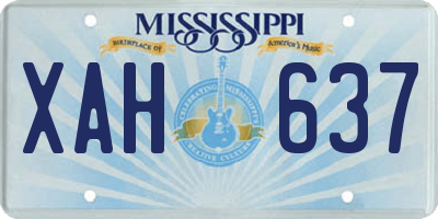 MS license plate XAH637