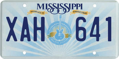 MS license plate XAH641
