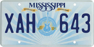 MS license plate XAH643