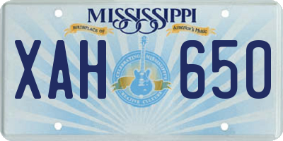 MS license plate XAH650