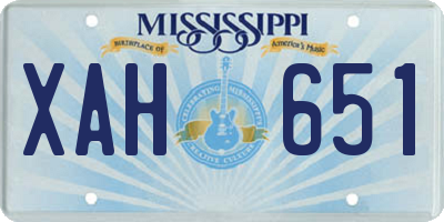MS license plate XAH651