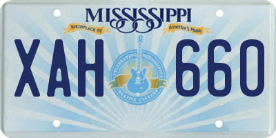 MS license plate XAH660