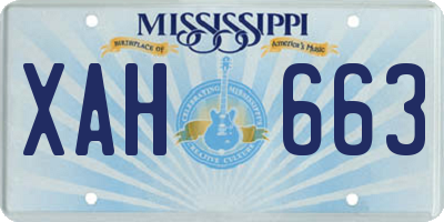 MS license plate XAH663
