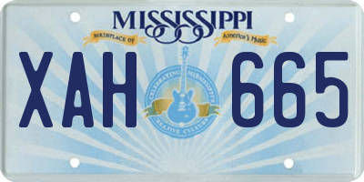 MS license plate XAH665