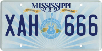 MS license plate XAH666