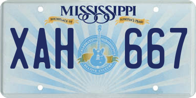 MS license plate XAH667