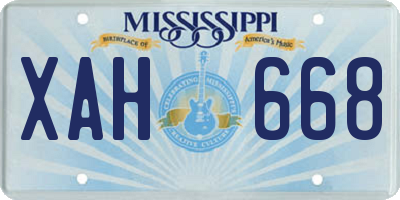 MS license plate XAH668