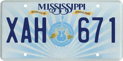 MS license plate XAH671