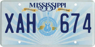 MS license plate XAH674