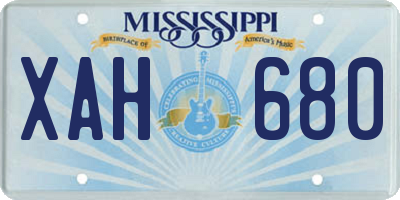 MS license plate XAH680