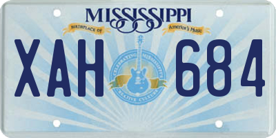 MS license plate XAH684