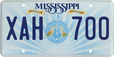 MS license plate XAH700