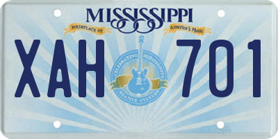 MS license plate XAH701
