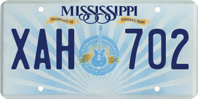 MS license plate XAH702
