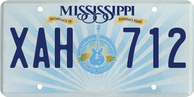 MS license plate XAH712