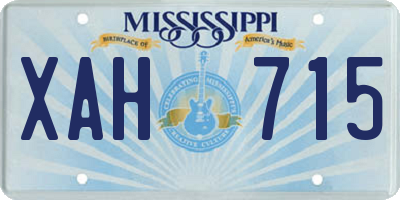 MS license plate XAH715