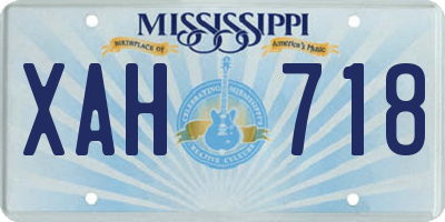 MS license plate XAH718