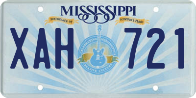MS license plate XAH721