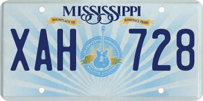 MS license plate XAH728