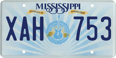 MS license plate XAH753