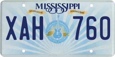 MS license plate XAH760